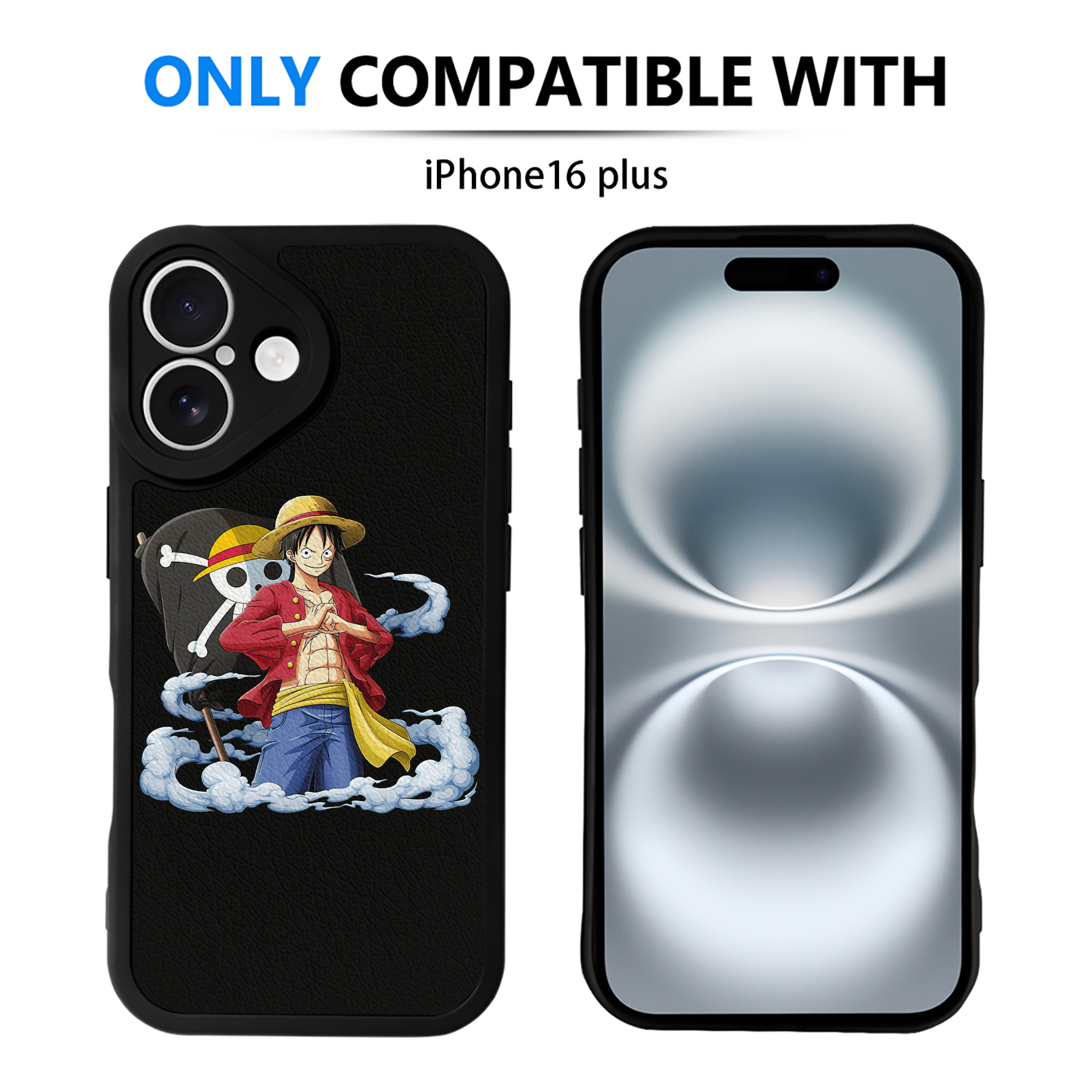 （画像用） ワンピース モンキー・D・ルフィ ONE PIECE Monkey D. Luffy 【iPhone 16シリーズ対応】シリコンスマホケース（レザー調） 材質：シリコン